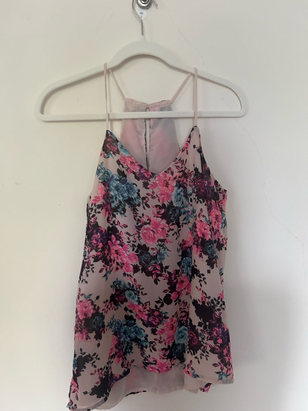JCrew Floral Pink & Teal Spaghetti Strap Cami